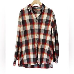 Eddie Bauer Medium-Heavyweight Cotton Plaid Shirt White Red Black Khaki Tall Lg